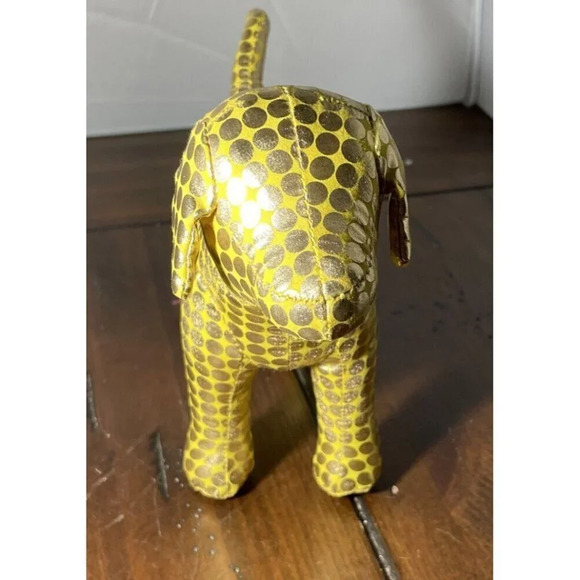 Victoria's Secret PINK Plush Stuffed Toy Dog Gold Metallic Circle Dots HOPE 6” - Picture 2 of 6